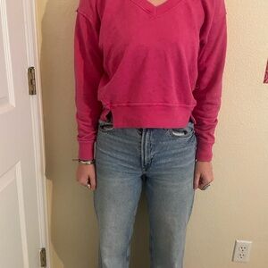 Michael Starr Camila, V-neck sweatshirt from Evereve in pink extra small